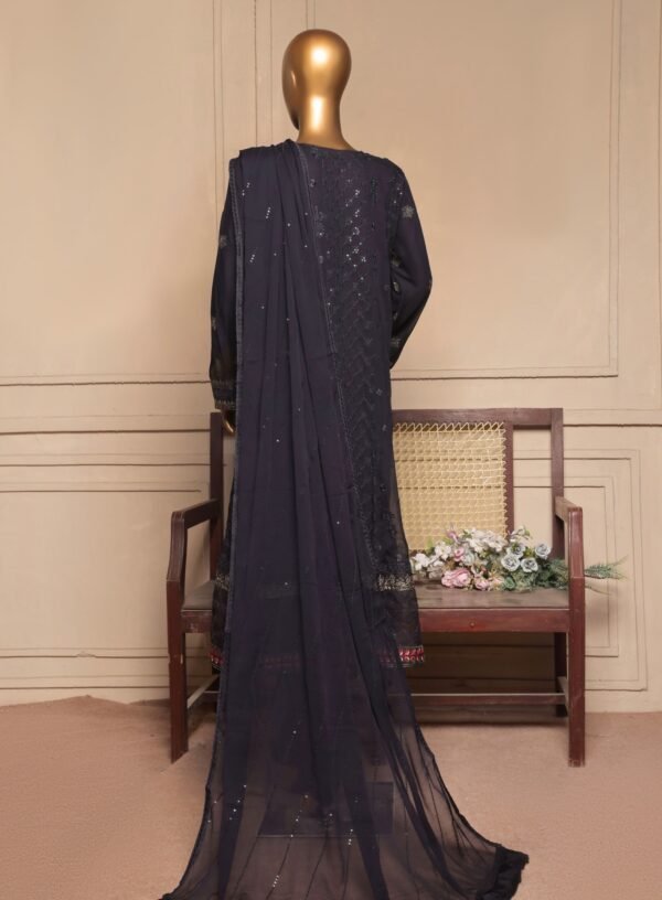 3 piece luxury embroidered frock style suit black