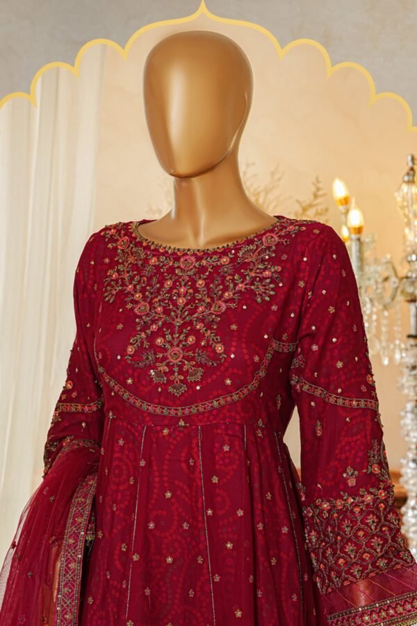 shaadmaani by hz stitched 3 piece luxury formals shocking pink