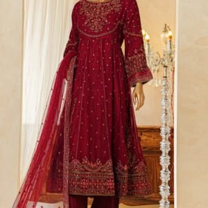 shaadmaani by hz stitched 3 piece luxury formals shocking pink