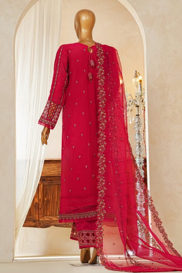 shaadmaani by hz stitched 3 piece luxury formals shocking pink