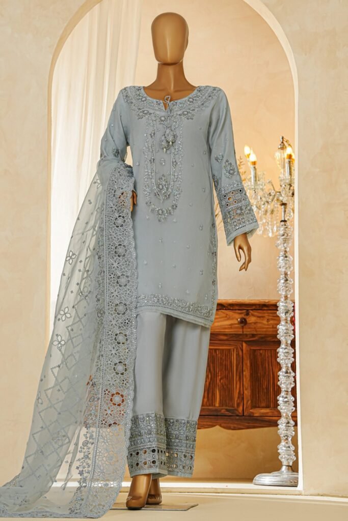 shaadmaani by hz stitched 3 piece luxury formals shocking pink