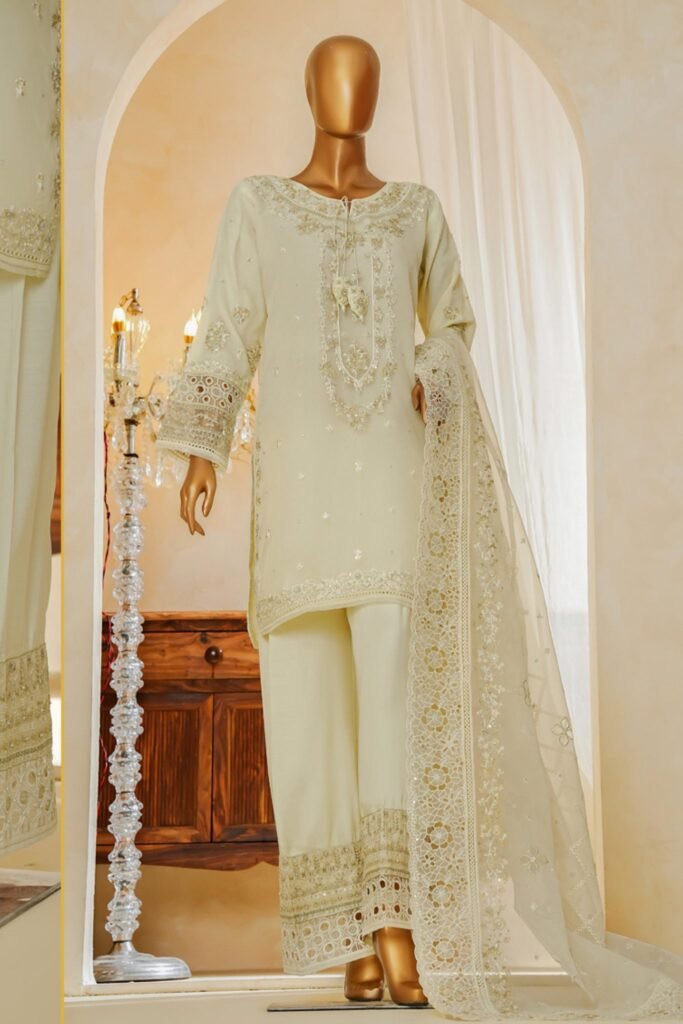 shaadmaani by hz stitched 3 piece luxury formals shocking pink
