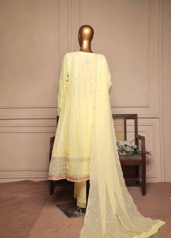 3 piece luxury embroidered frock style suit yellow