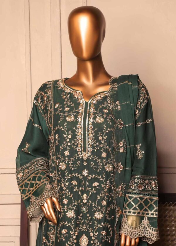 3 piece luxury embroidered frock style suit red