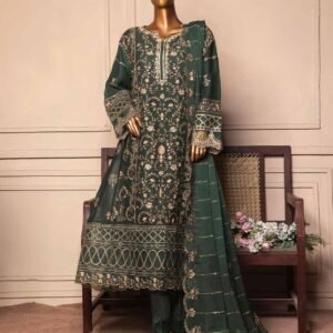 3 piece luxury embroidered frock style suit red