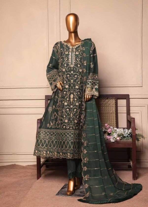 3 piece luxury embroidered frock style suit red