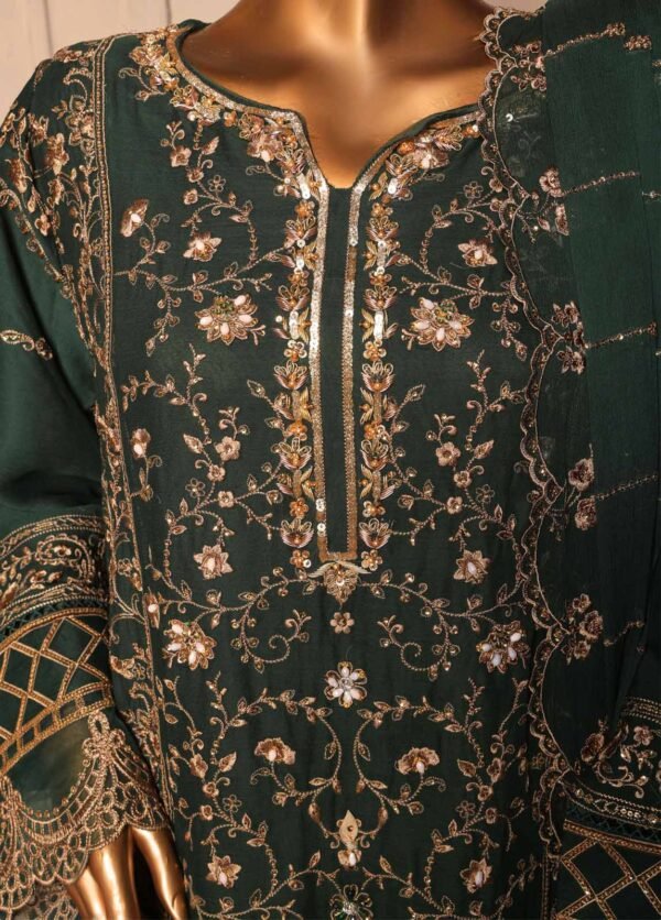 3 piece luxury embroidered frock style suit red