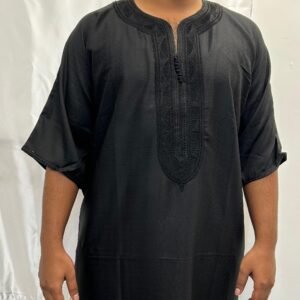black with black embroidery moroccon thobe