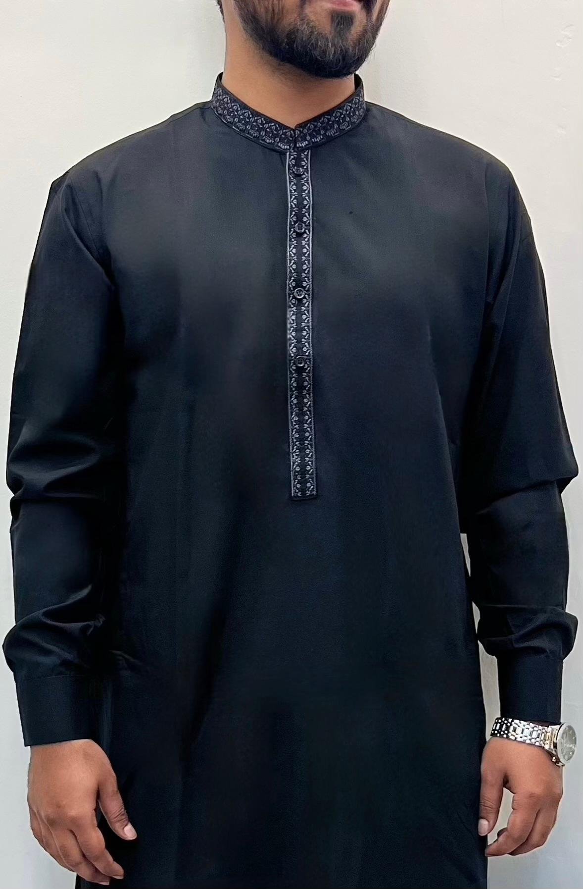 luxries black shalwar kameez with band