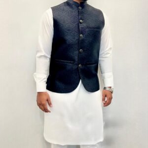 deep maroon embroidered jamawar men’s jacket (waistcoat) along with inner pocket asian traditional (mandarin) collar stylish sleeveless regular fit for festive, casual occasional (copy)