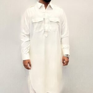 rich navy blue men's pathani kurta shalwar