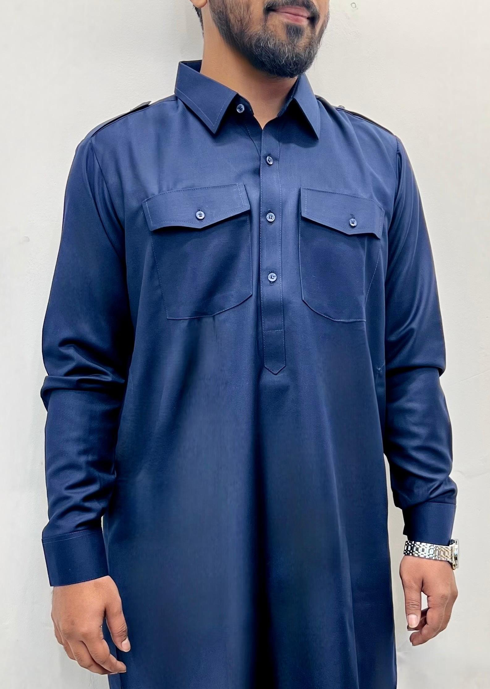 navy or dark blue men's pathani kurta shalwar (copy)