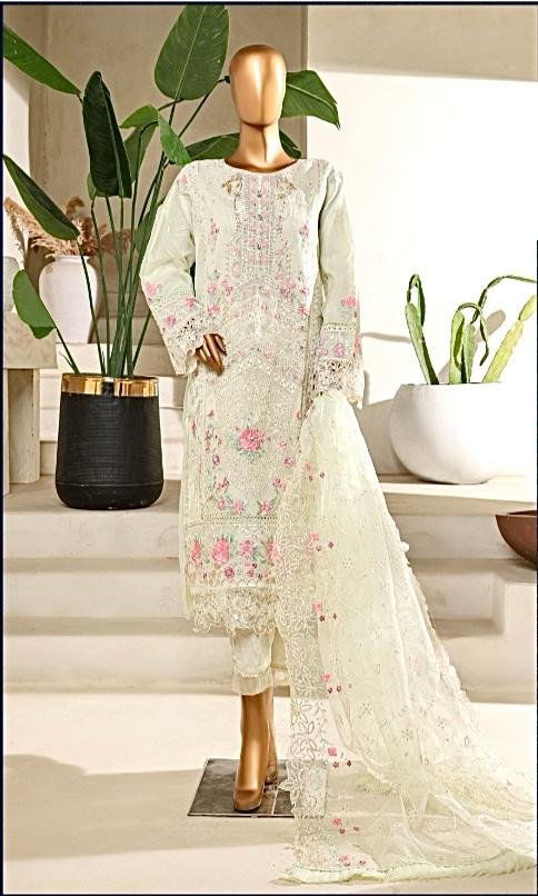 BIN SAEED LUXURY EMBROIDERED CHIFFON AND ORGANZA 3PC COLLECTION
