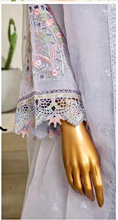 BIN SAEED LUXURY EMBROIDERED CHIFFON AND ORGANZA 3PC COLLECTION - Image 3