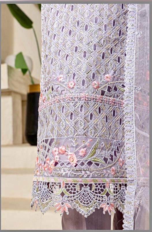 BIN SAEED LUXURY EMBROIDERED CHIFFON AND ORGANZA 3PC COLLECTION - Image 6