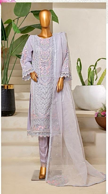 BIN SAEED LUXURY EMBROIDERED CHIFFON AND ORGANZA 3PC COLLECTION