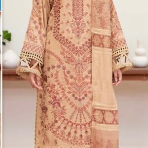 Soft Beige & Maroon Luxury Embroidered 3-Piece Suit