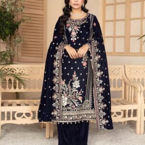 ANDAAZ E KHAS Navy Blue Velvet Suit