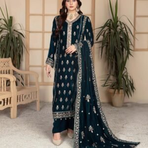 ANDAAZ E KHAS Teal Green Velvet Suit