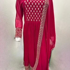 Deep Magenta Embroidered Anarkali Suit with Dupatta