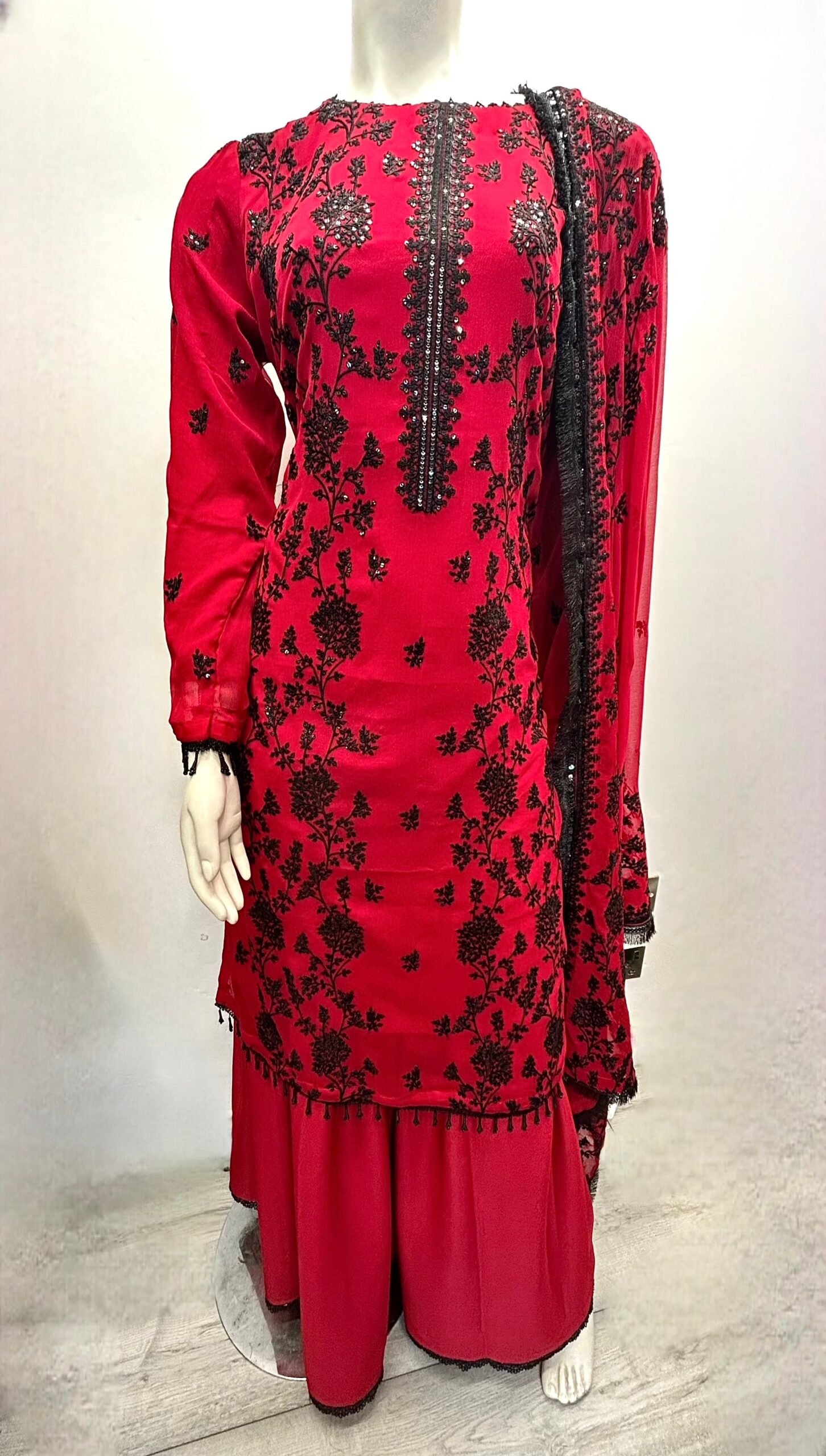 Polyester chiffon 3-Piece Sharara Set