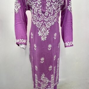 Lavender Lucknowi Chikankari Straight Kurti
