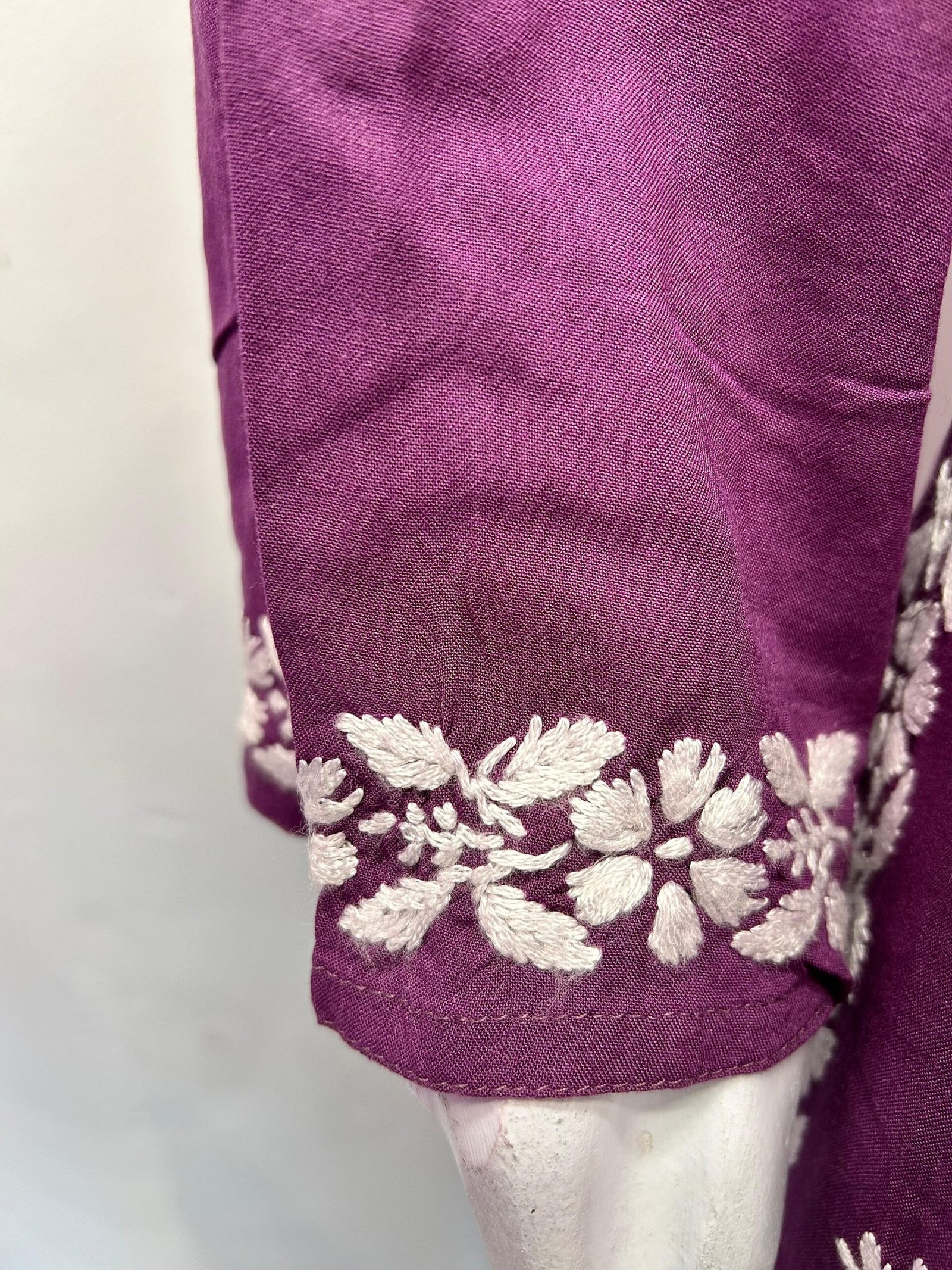 Purple Lucknowi Chikankari Straight Kurti - Image 3
