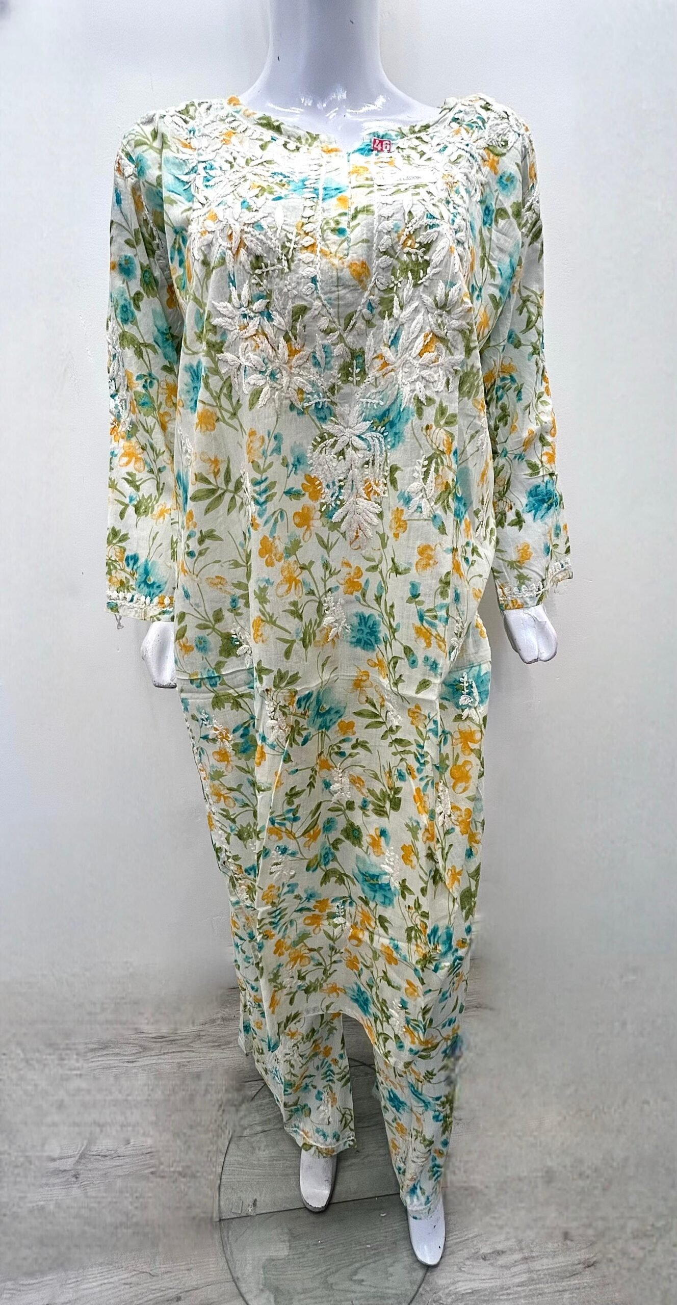 Lucknowi Chikankari Straight Kurti