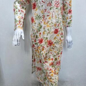 Lucknowi Chikankari Straight Kurti