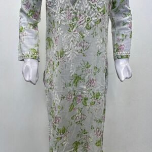 Lucknowi Chikankari Straight Kurti