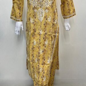 Lucknowi Chikankari Straight Kurti