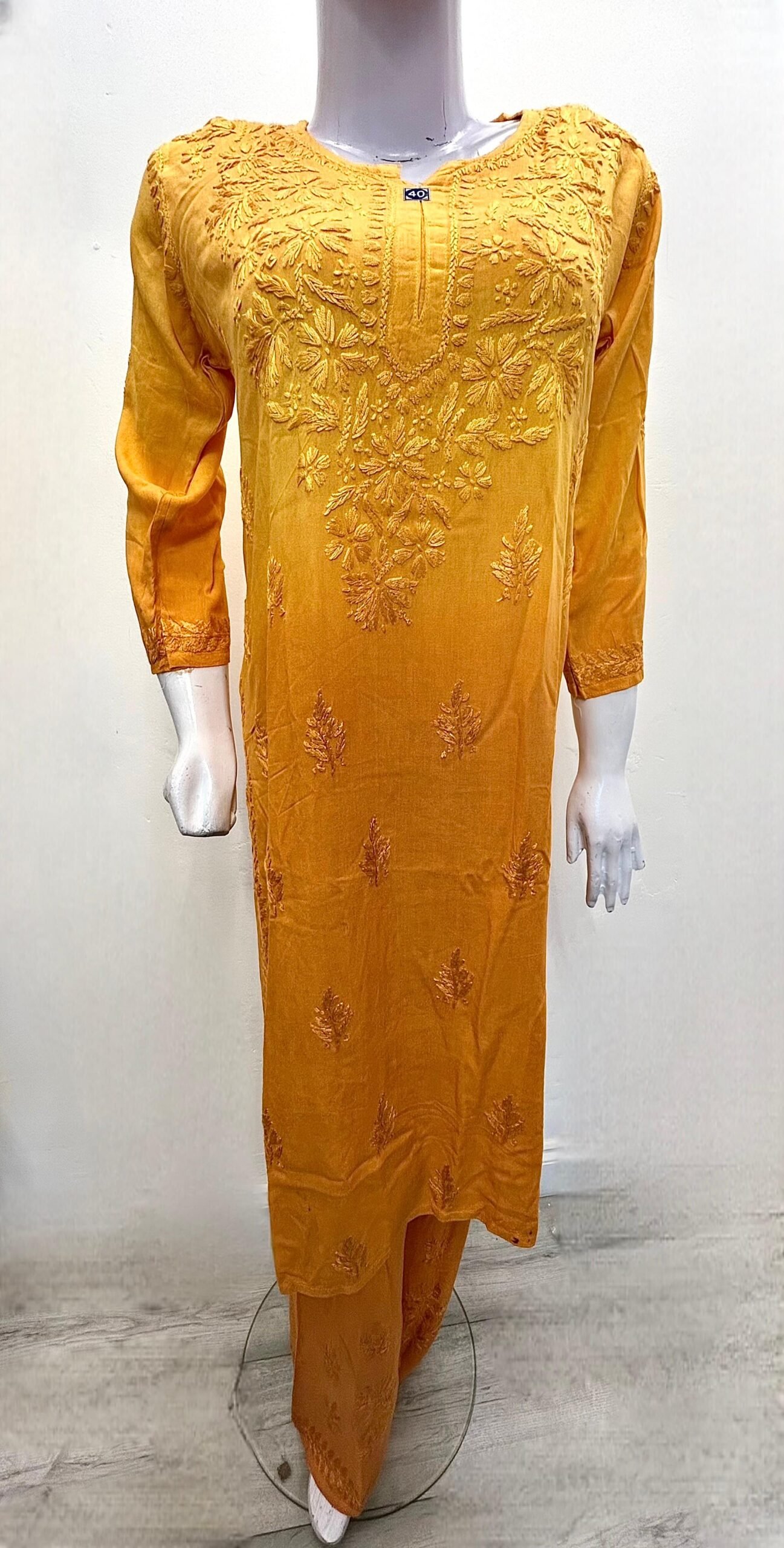 Lucknowi Chikankari Straight Kurti